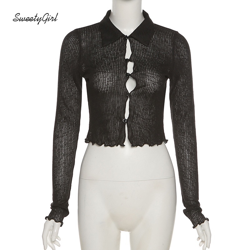 Áo thun ôm tay dài cổ bẻ màu trơn thời trang cho nữ