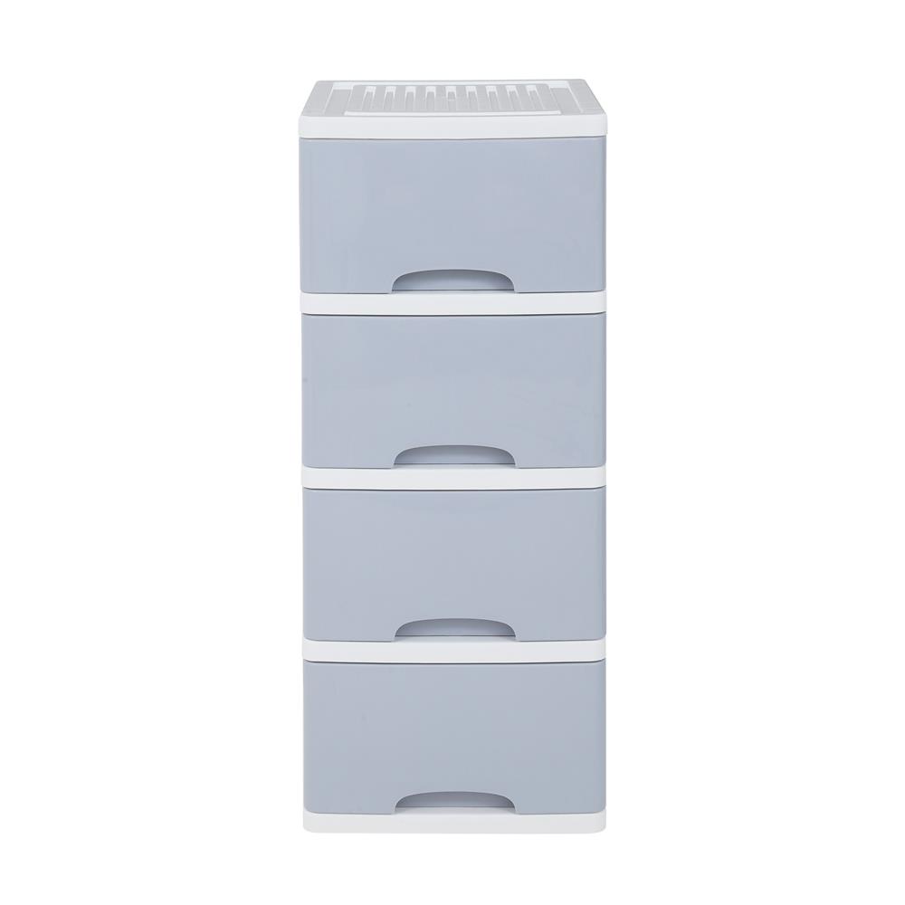 HomeBase STACKO Tủ nhựa 4 tầng KS-514G Thái Lan W36xH87xD43.5cm màu trắng/xanh dương