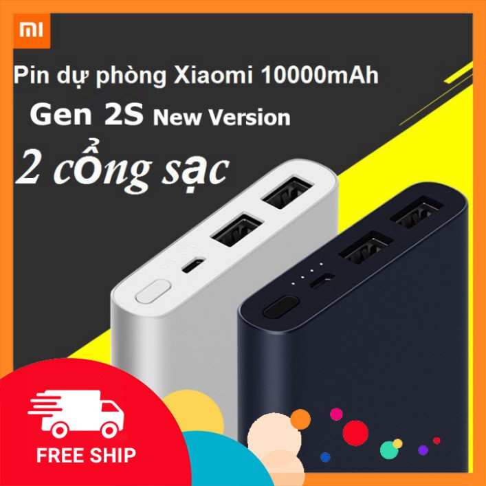 Chính Hãng Sạc Dự Phòng Xiaomi Mi Gen 2S 10000mAh - Pin sạc dự phòng Polymer 10.000mAh Xiaomi Mi Power Bank 2 - BH lỗi 1