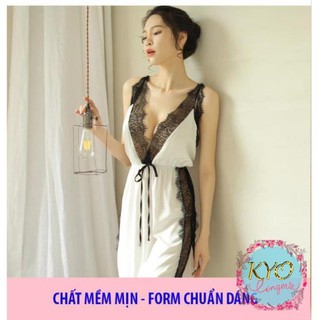 Váy ngủ lụa satin cao cấp - đầm ngủ sexy xẻ tà B1028