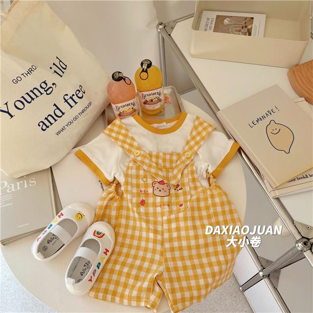 Bộ Áo Thun Tay Ngắn Và Quần Yếm In Họa Tiết Hoạt Hình Phong Cách Nhật Bản Dành Cho Bé Gái
