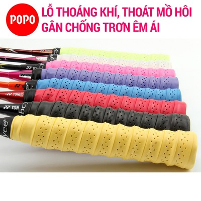 Bộ 5 cái quấn cán cầu lông POPO có gân chống trơn, thoáng khí thoát mồ hôi