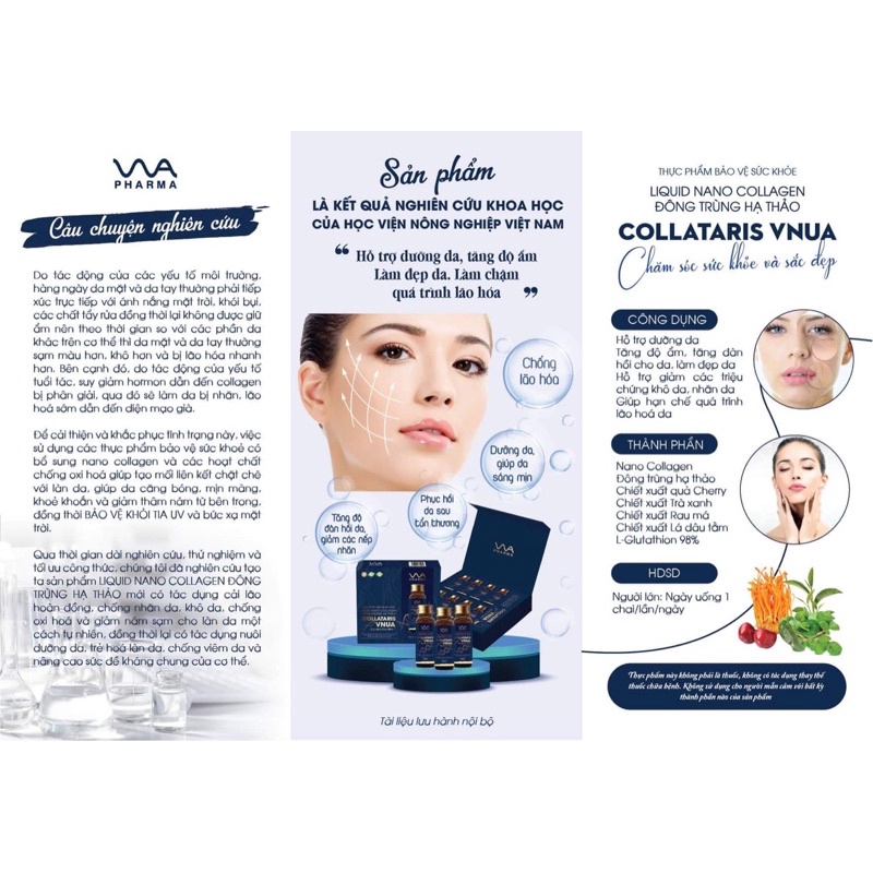 Nước uống collagen LIQUID NANO COLLATARIS - VNUA PHARMA hộp 8 lọ