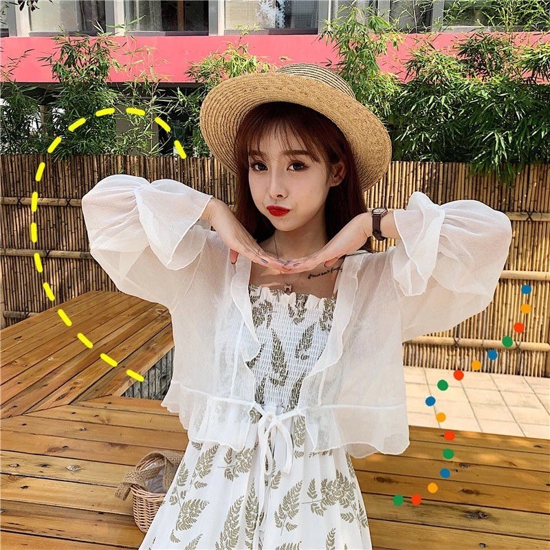 Áo Khoác Cardigan Vải Chiffon Mỏng Chống Nắng Thời Trang