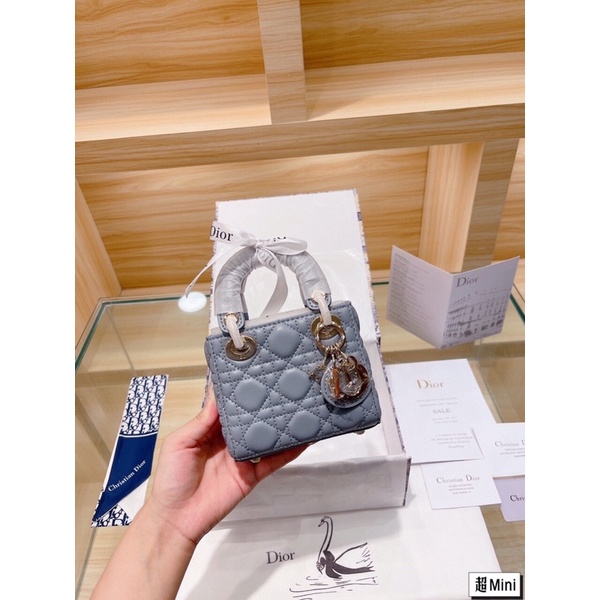 Túi xách Diỏr lady micro sz mini 3 ô chất da thật sz 12cm