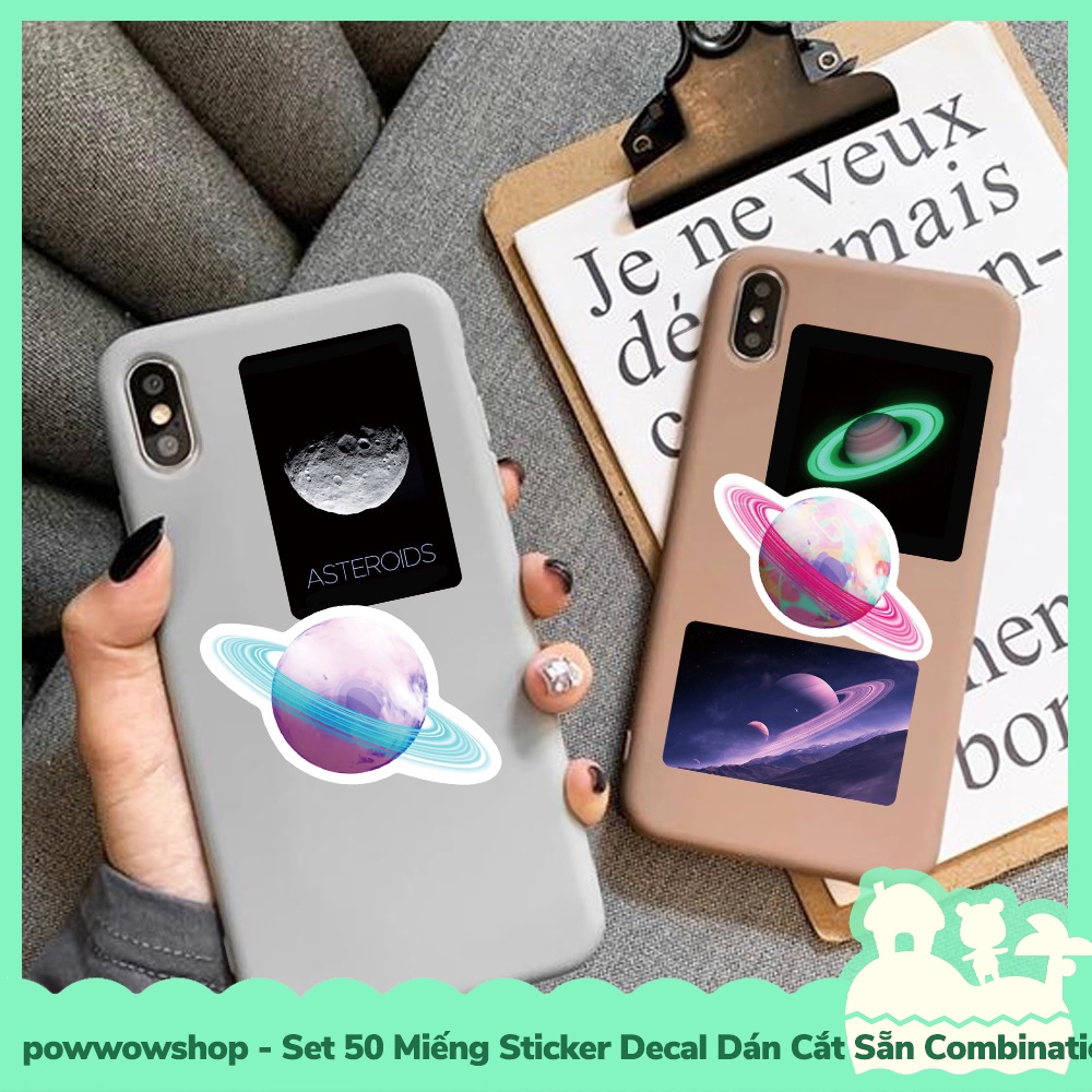 [Sẵn VN - Hỏa Tốc] Set 50 Miếng Sticker Decal Cắt Sẵn DIY Dán Trang Trí Vật Dụng Mẫu Combination of Planets