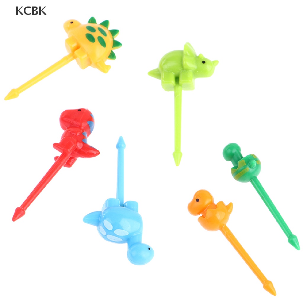 KC 6pcs/set dinosaur Mini Animal Cartoon Food Picks Children Snack Fruit Fork BK