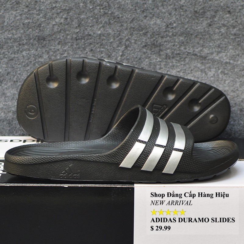 Dép Adidas Duramo Authentic màu đen sọc bạc
