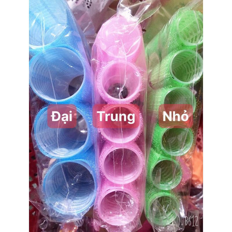 Lô Cuốn Tóc Tự Dính  RẺ VÔ ĐỊCH  set 8,10,12 lô cuốn xoăn, uốn mái, gợn sóng tự dính có kẹp giữ