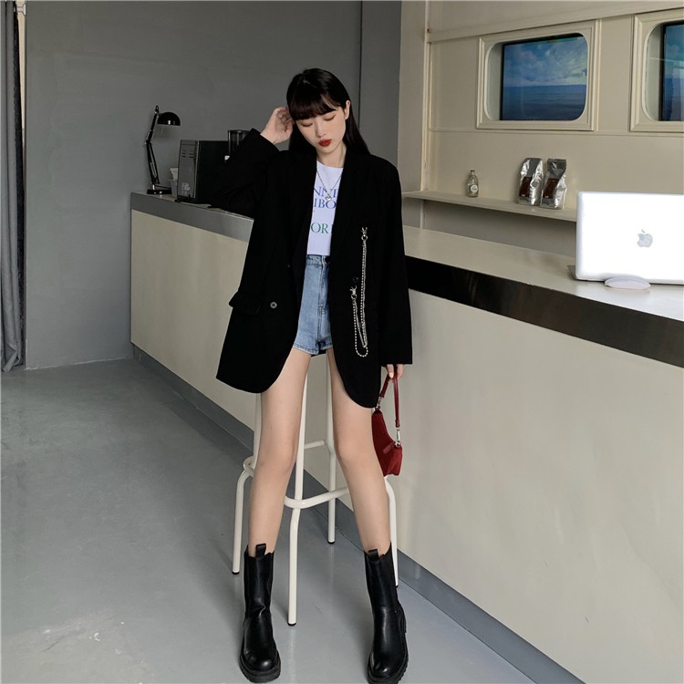 [SẴN]-Áo Blazer kèm dây xích (C115)