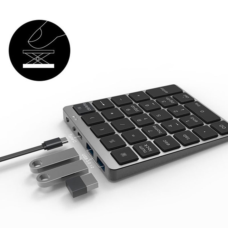 Bàn Phím Số N970 Kết Nối Bluetooth Không Dây Với Hub Usb Mini Đa Năng Cho Tài Chính