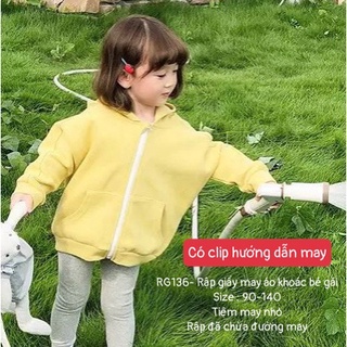 RG136_Rập giấy may áo khoác tay liền bé gái