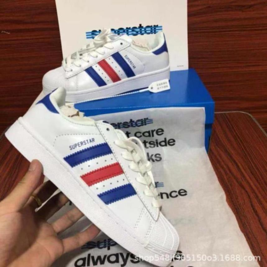 👟👟Giày Sneaker Nam Nữ Adidas SuperStar Mũi Sò Trắng Sọc Đủ Màu Full Box Size