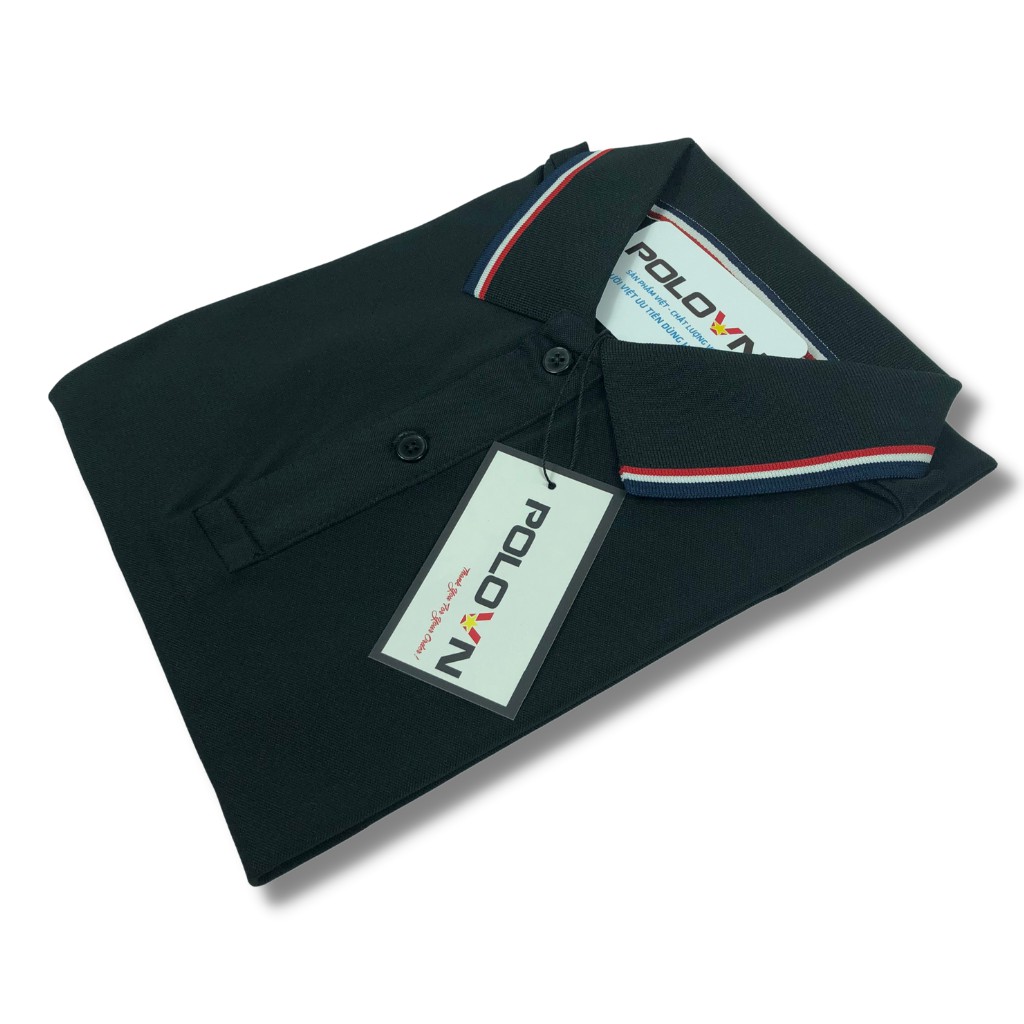 Áo thun Polo nam cổ bẻ Basic màu Đen Phối Viền sang trọng , vải cá sấu - không xù lông, không ra màu, thấm hút mồ hôi