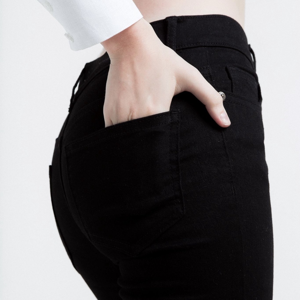 Quần Skinny Jean Quần Jean Ôm COTONFIO PHW03 Quần bò ống côn wash mềm ống côn lai tua