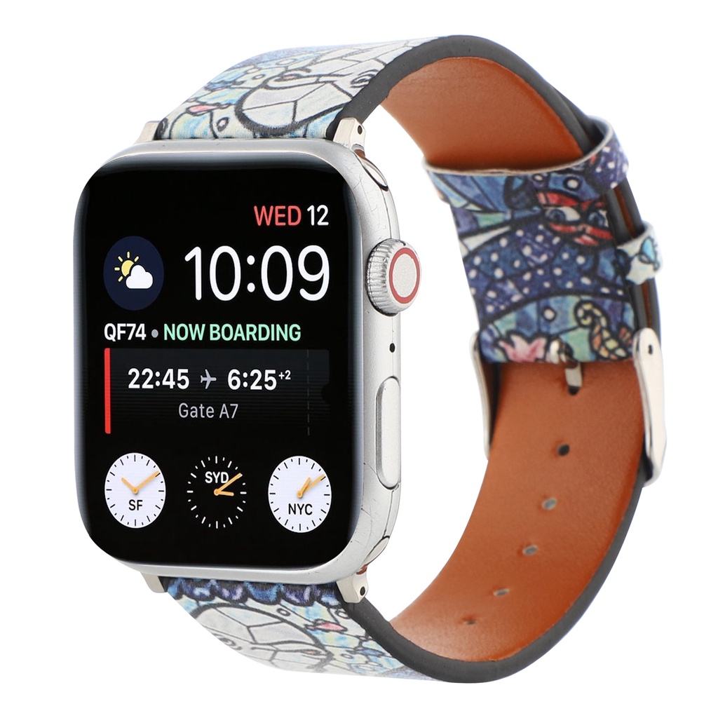 Dây Đeo Thay Thế Bằng Da Họa Tiết Hoạt Hình Mới Cho Đồng Hồ Thông Minh apple watch Series 87 SE 6 5 4 3 2 1 38 40 41 42 44 45mm