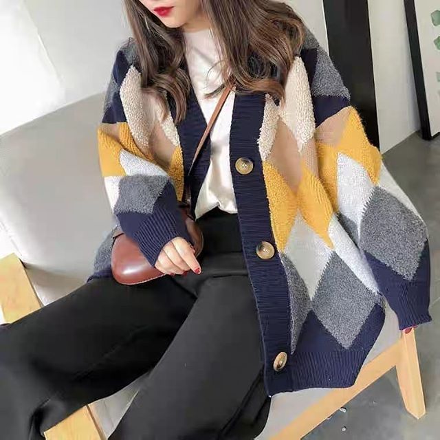 Cardigan phong cách Hàn Quốc, phối màu lạ mắt (A015)