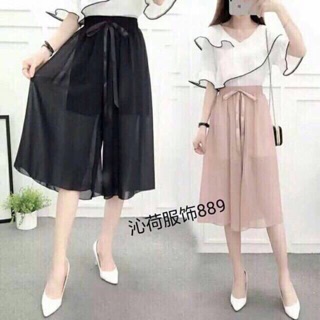 Quần Ống Rộng Cullotes voan nơ ( mã 27 )