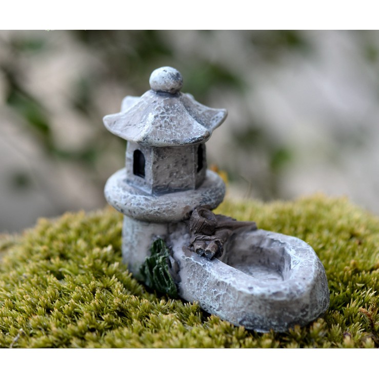 Mô hình giếng đá gắn đèn vườn Nhật để trang trí tiểu cảnh, nhà búp bê DIY(SMD-72)