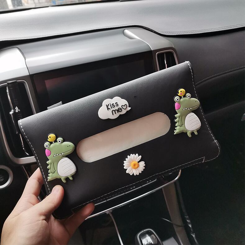 Mới! Hộp Đựng Khăn Giấy Bằng Da PU Hình Mickey Minnie Thông Dụng Gắn Tấm Che Nắng Xe Hơi