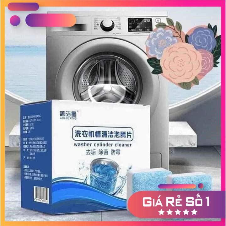 Hộp 12 Viên Tẩy Vệ Sinh Lồng Máy Giặt Diệt Khuẩn, Khử Mùi, Tẩy Chất Cặn Hiệu Quả