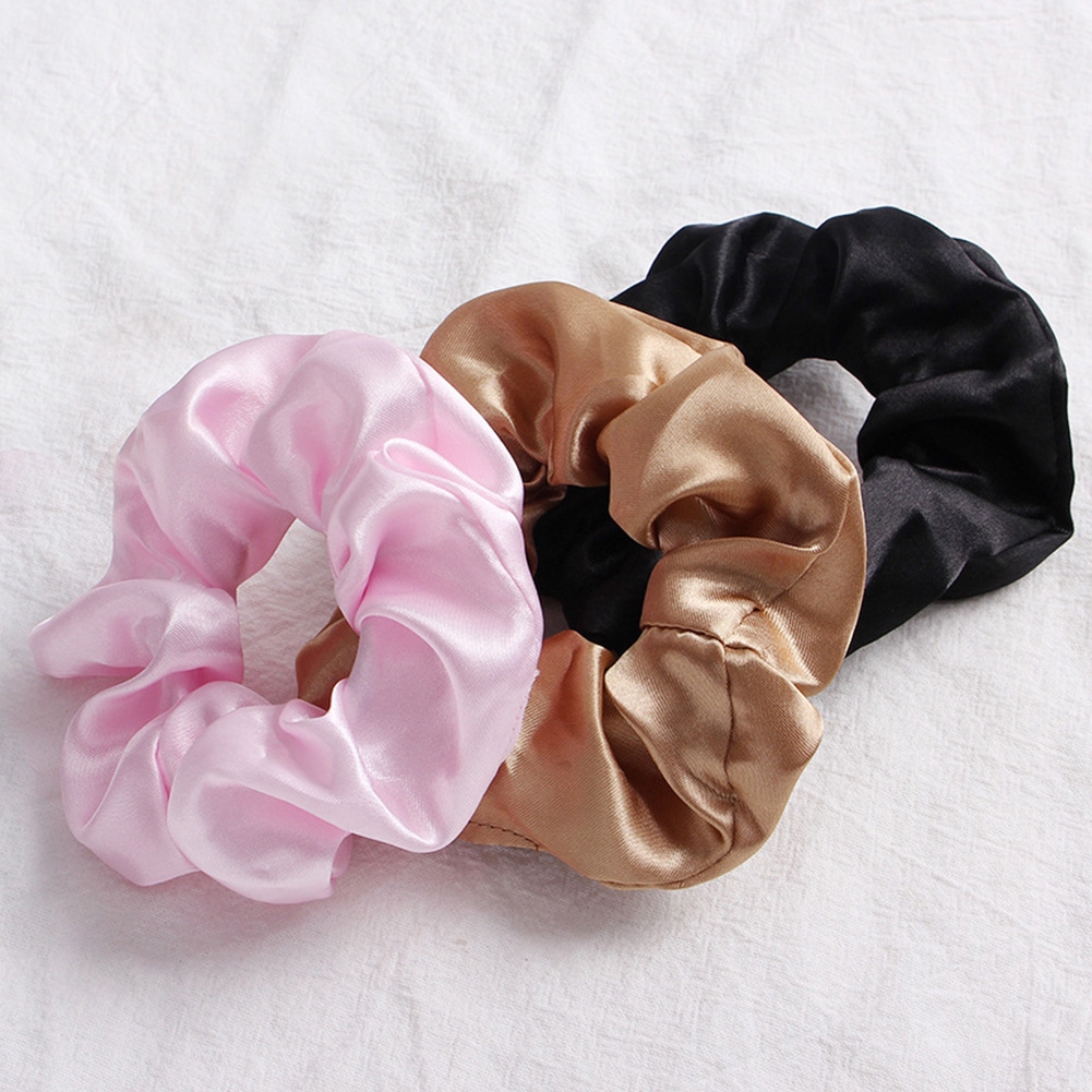Đồ buộc tóc bằng lụa satin co giãn trơn màu thời trang cho nữ Hair Scrunchies