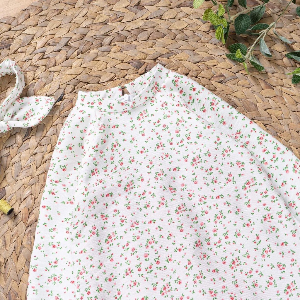 [HÀNG CAO CẤP] Áo dài Tết hoa nhí bé gái kèm băng đô