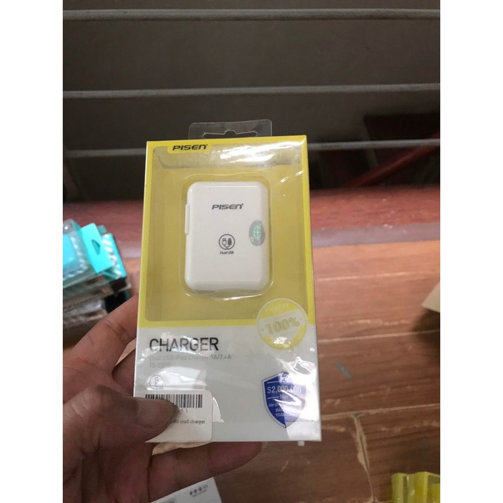 [Mã ELFLASH5 giảm 20K đơn 50K] Cốc sạc Pisen 2A - Cốc sạc Ipad Cam kết chính hãng