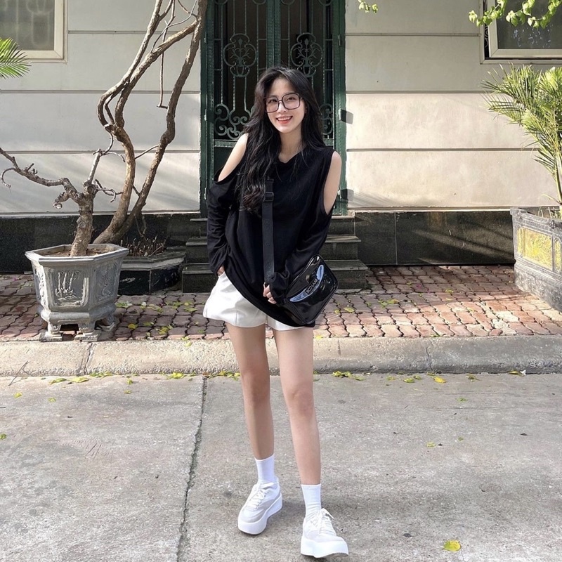 Áo thun trơn cut vai