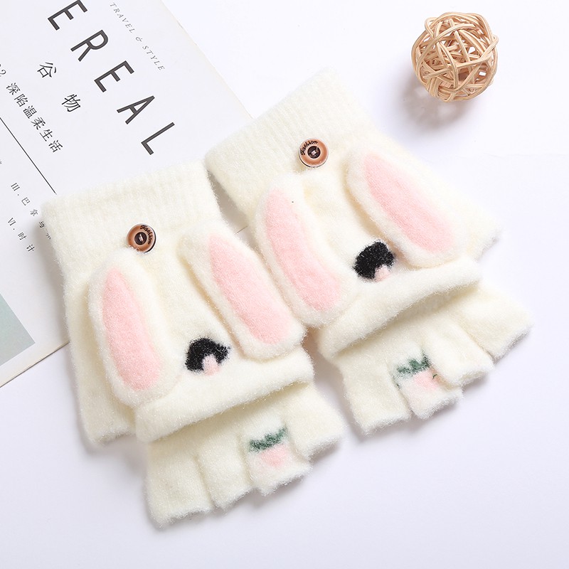 Găng tay hở ngón giữ ấm mùa đông phong cách Hàn Quốc đáng yêu