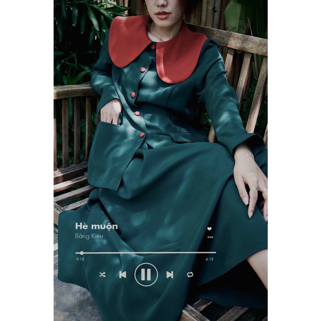 Chicka Chicka - Áo kiểu Big peter pan collar top - Green