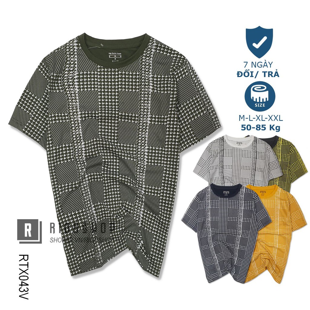 Áo phông nam cổ tròn cotton cao cấp họa tiết RTX043 - áo thun nam đẹp Riooshop