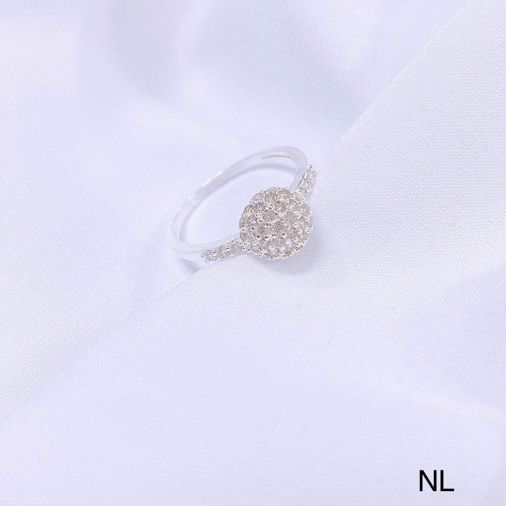 Nhẫn nữ bạc thật, nhẫn nữ mặt cầu tròn đính đá nhỏ xinh xắn - Kho sỉ bạc Nhất Linh