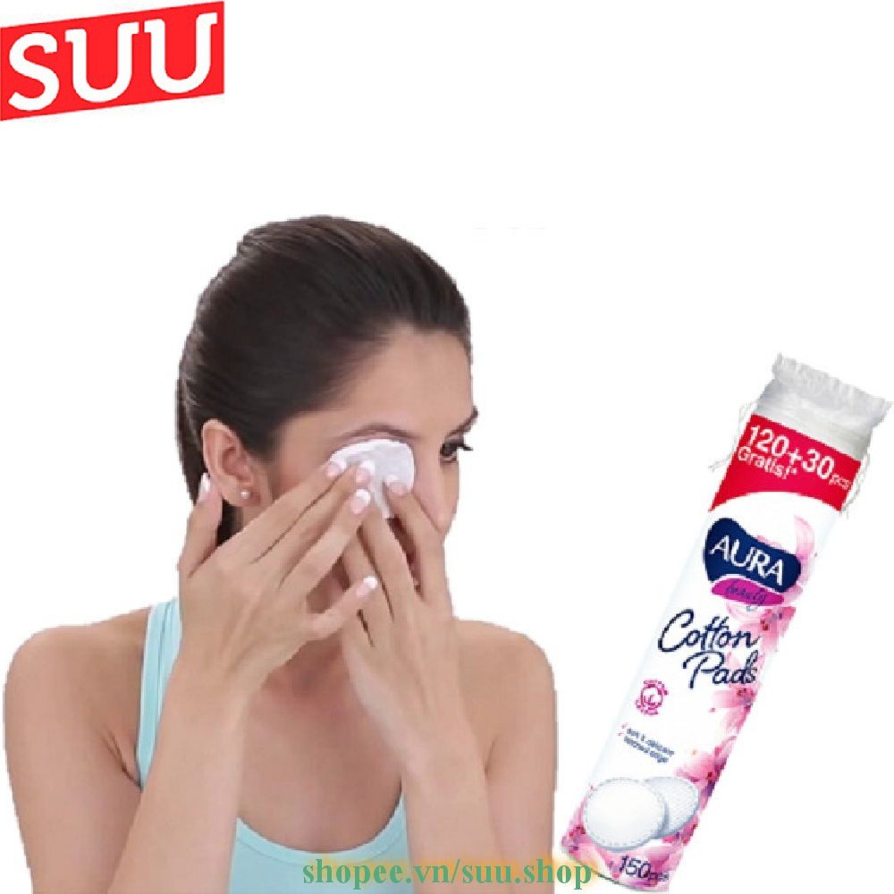 Gói 150 Miếng Bông Tẩy Trang Aura Beauty, suu.shop Cam Kết 100% Chính Hãng.