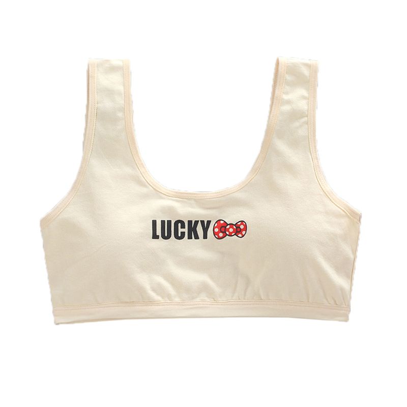 Áo Ngực Thể Thao Hai Lớp Không Đường May In Chữ Chất Liệu Cotton Dành Cho Bé Gái 8-18 Tuổi