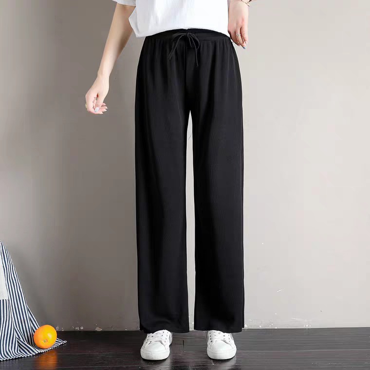 Quần culottes dài vải mềm ống suông rộng