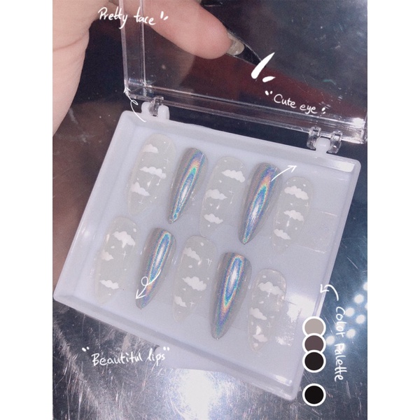 [SALE] Nail box- móng up MẪU MÂY VÀ TRÁNG GƯƠNG CẦU VÒNG [sốc] | BigBuy360 - bigbuy360.vn