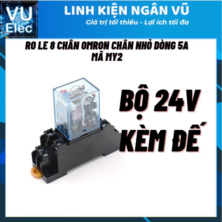 Relay omron 24V 8 chân 5A, Rơ le trung gian, relay 24v 8 chân, (Loại Chân Bé)