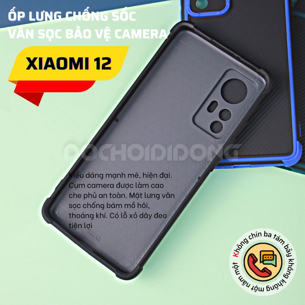 Ốp lưng Xiaomi Mi 12/ Mi 12x vân sọc bảo vệ camera