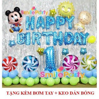 set trang trí sinh nhật cho bé tuổi chuột tặng bơm keo