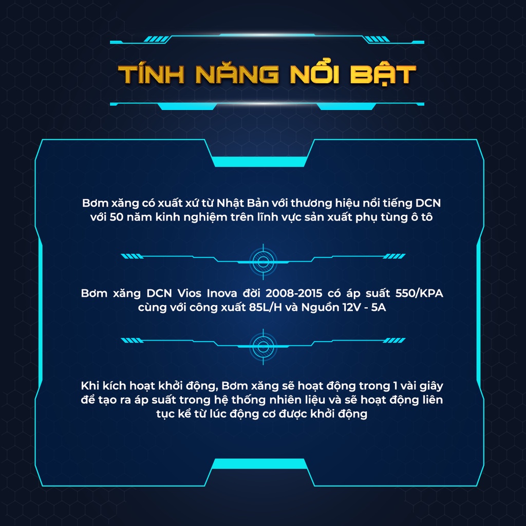 Bơm xăng DCN Nhật Bản mã C810 cho xe ô tô Toyota Innova - AUTO MB