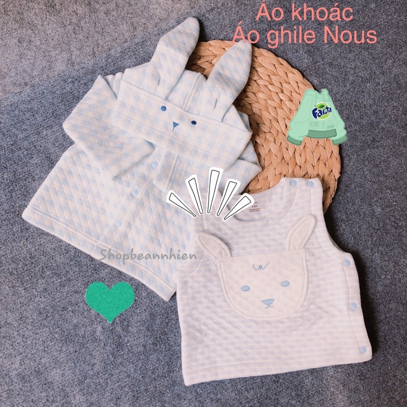 Áo khoác Nous tai gấu - Áo jacket cho bé- Áo ghile giữ ấm ngực-Áo gilet cho bé