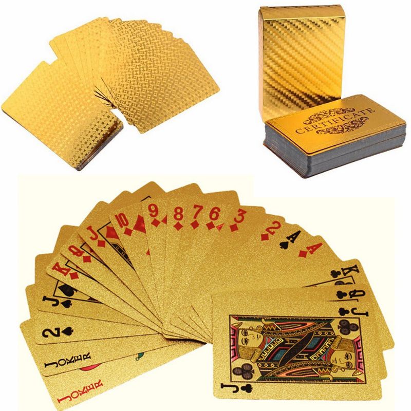 Bộ Bài Tây Tú Lơ Khơ Mạ Vàng 24K - BỘ BÀI MẠ VÀNG BẰNG NHỰA CHỐNG NƯỚC BẺ CONG THOẢI MÁI