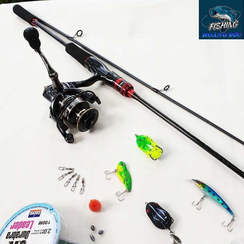 Bộ cần câu lure máy đứng Rollfish+máy kim loại ac4000 và hộp mồi , dây dù
