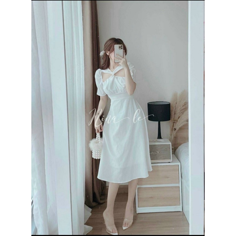 MẪU XINH ĐẦM LỤA NHUNG CỔ CHÉO MỀM MẠI THẢ DÁNG DỰ TIỆC DIỆN LỄ TẾT CỰC XINH PU