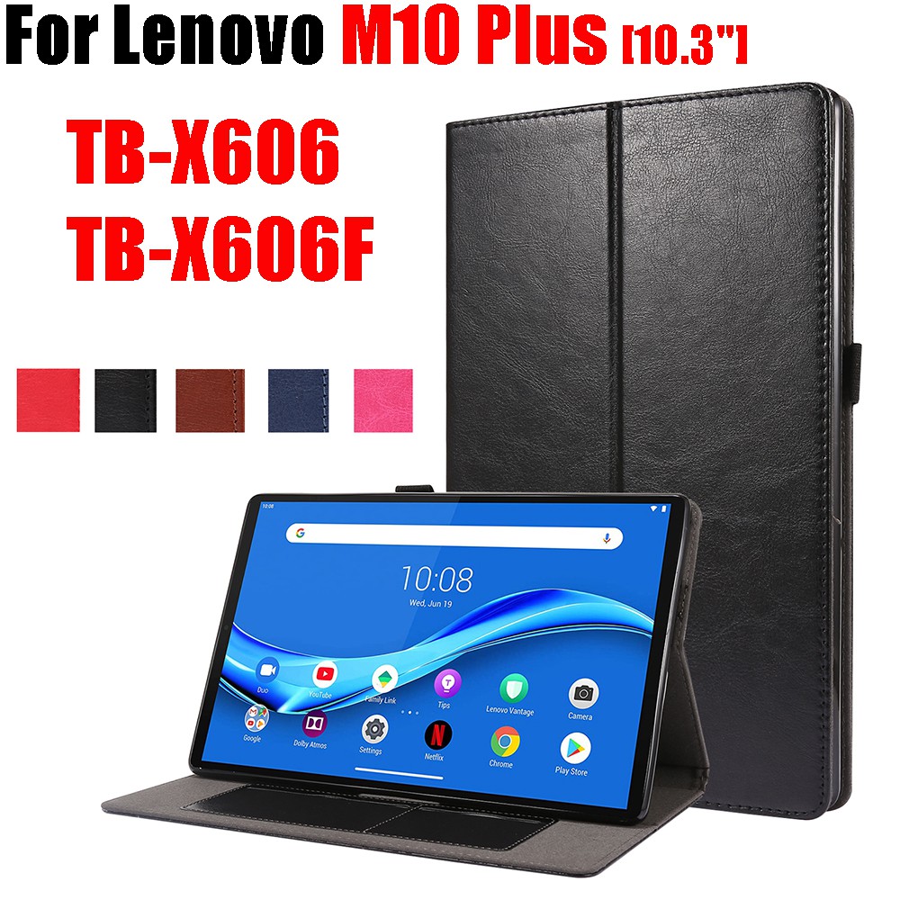 Bao Da Máy Tính Bảng Pu + Tpu Nắp Lật Có Ngăn Đựng Thẻ Cho Lenovo Tab M10 Plus Tb-X606 Tb-X606F 10.3 "2020