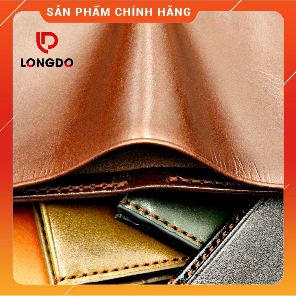 Ví Da Bò Handmade Cao Cấp - Cam Kết 100% Da Bò Thật - Ví ngang - Hàng Chính Hãng Thương Hiệu Longdo Leather - B01
