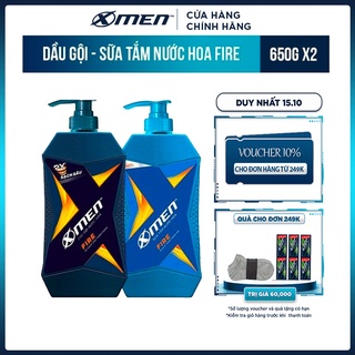 Combo Dầu Gội X-Men Nước hoa Fire 650g+Sữa Tắm X-Men Nước hoa Fire 650g