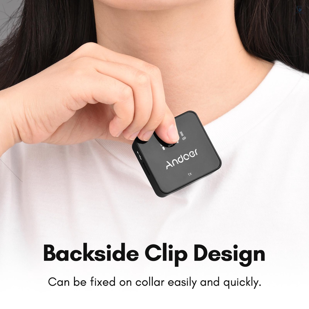 Micro Không Dây Andoer One-Trigger-Two 2.4G (2 Bộ Phát + 1 Đầu Nhận) Max.30M Hiệu Quả Cao Kèm Cáp Âm Thanh TRS &amp; TRRS