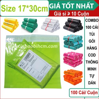100 cái túi đóng hàng COD 17*30 cm niêm phong tự dán - Màu Xanh Lá Mạ